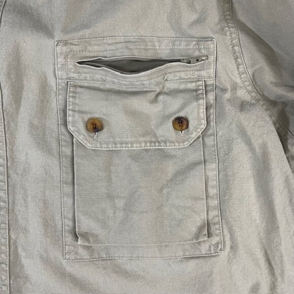 Cabela's Men's XL Safari Button Up Zip Pockets Utility Shirt Hunting Tan Roll up - Picture 3 of 10